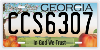 GA license plate CCS6307