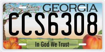 GA license plate CCS6308
