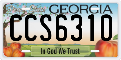 GA license plate CCS6310