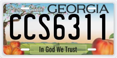 GA license plate CCS6311