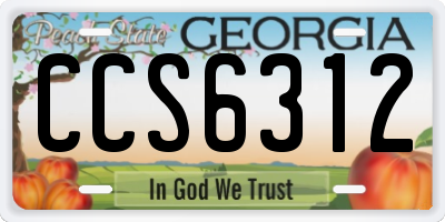 GA license plate CCS6312