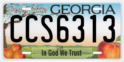 GA license plate CCS6313