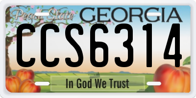 GA license plate CCS6314