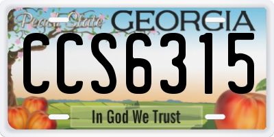 GA license plate CCS6315