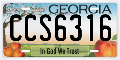 GA license plate CCS6316