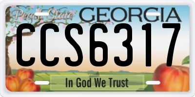 GA license plate CCS6317