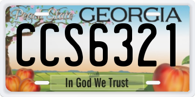 GA license plate CCS6321