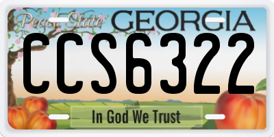 GA license plate CCS6322