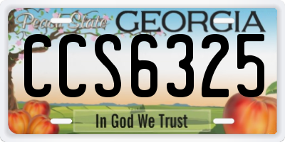 GA license plate CCS6325