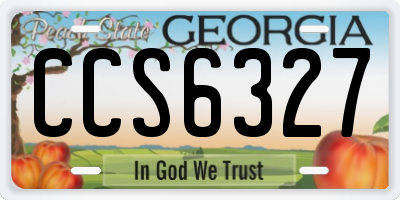 GA license plate CCS6327