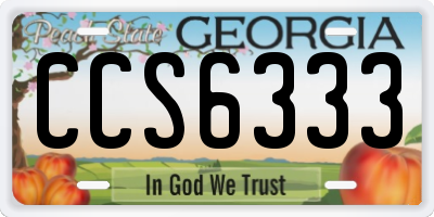GA license plate CCS6333