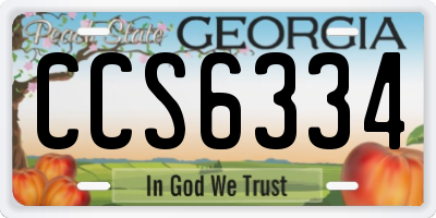 GA license plate CCS6334