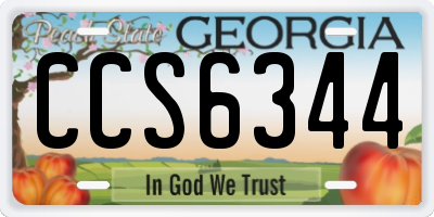 GA license plate CCS6344