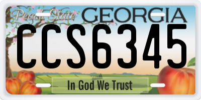 GA license plate CCS6345