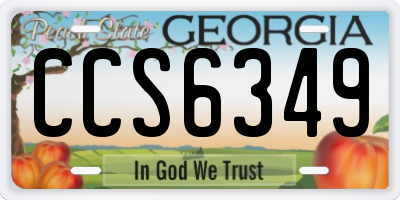 GA license plate CCS6349