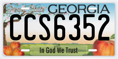 GA license plate CCS6352