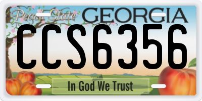 GA license plate CCS6356