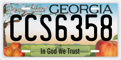 GA license plate CCS6358