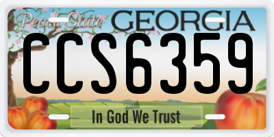 GA license plate CCS6359