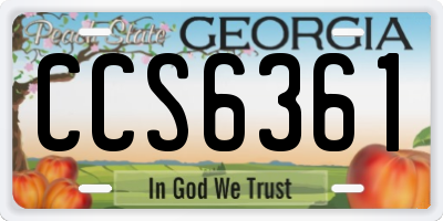 GA license plate CCS6361