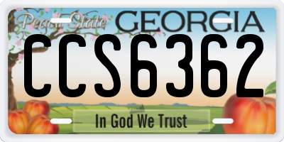 GA license plate CCS6362