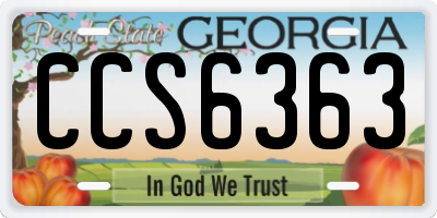 GA license plate CCS6363