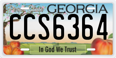 GA license plate CCS6364