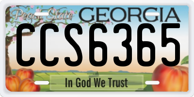 GA license plate CCS6365