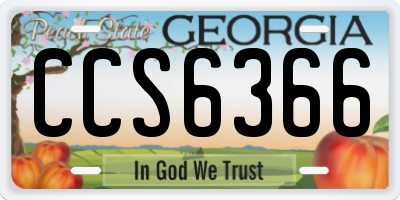 GA license plate CCS6366