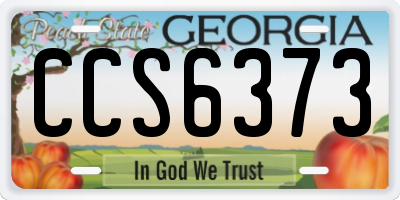 GA license plate CCS6373