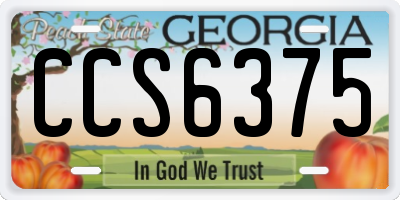 GA license plate CCS6375