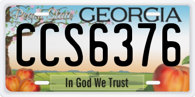 GA license plate CCS6376