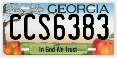 GA license plate CCS6383