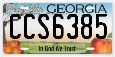 GA license plate CCS6385