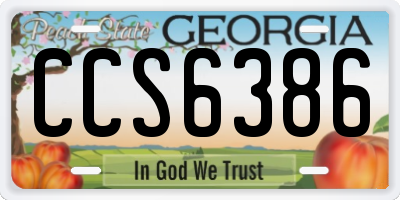 GA license plate CCS6386