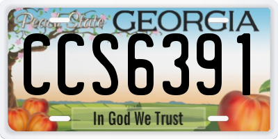 GA license plate CCS6391