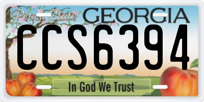 GA license plate CCS6394