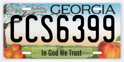 GA license plate CCS6399