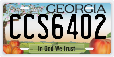 GA license plate CCS6402