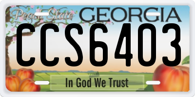 GA license plate CCS6403