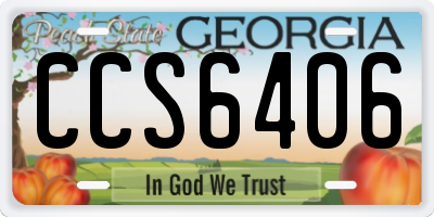GA license plate CCS6406