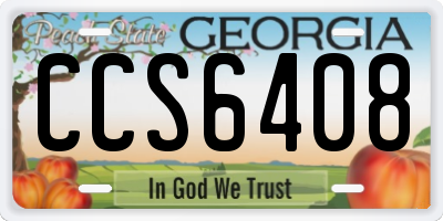 GA license plate CCS6408