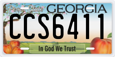 GA license plate CCS6411