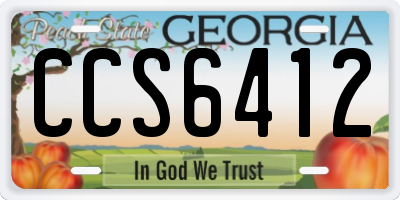 GA license plate CCS6412