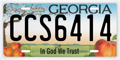 GA license plate CCS6414
