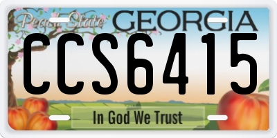 GA license plate CCS6415