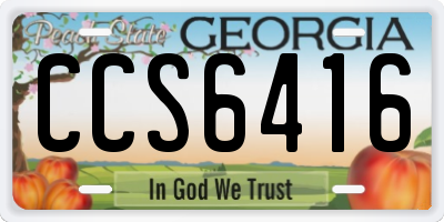 GA license plate CCS6416