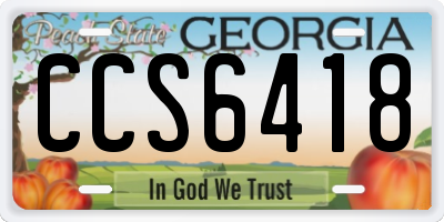 GA license plate CCS6418