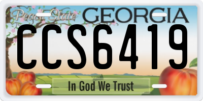 GA license plate CCS6419