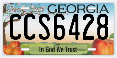 GA license plate CCS6428
